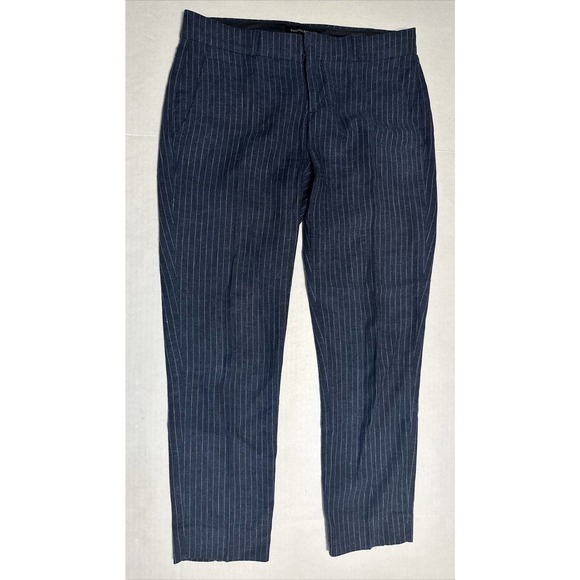 Banana Republic Factory White Navy Blue Ryan Pinstripe Straight Leg Pants Sz 00P - Picture 1 of 15